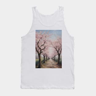 Japan Cherry Blossom Tree Oil Painting Art Tank Top